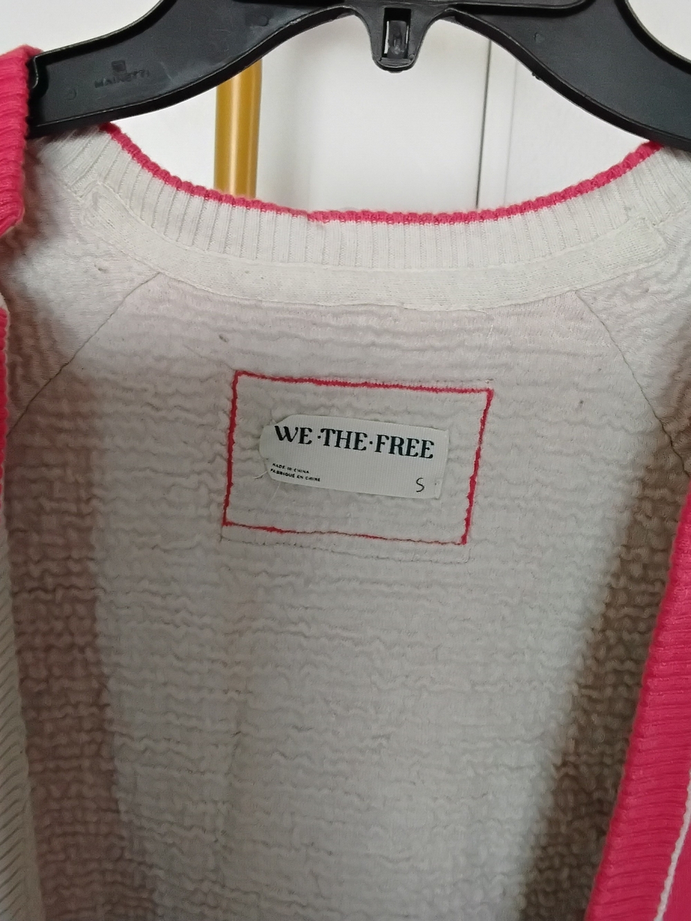 WE THE FREE Pink-Trim White Women's Cardigan Sweater